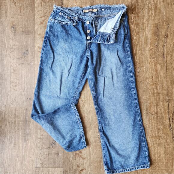 Vintage Paris Blues Raw Hem Wide Leg Jeans | Women's 9 - Picture 1 of 9